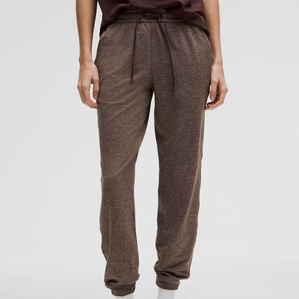 Lululemon Women Soft Jersey Mid Rise Jogger Pants Size 2 Brown Lounge Athleisure